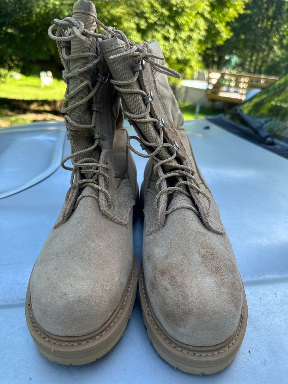 Men's Tan Suede Lace-Up Tactical Boots